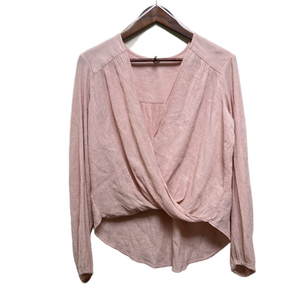 Free People Check On It Pink Wrap Top